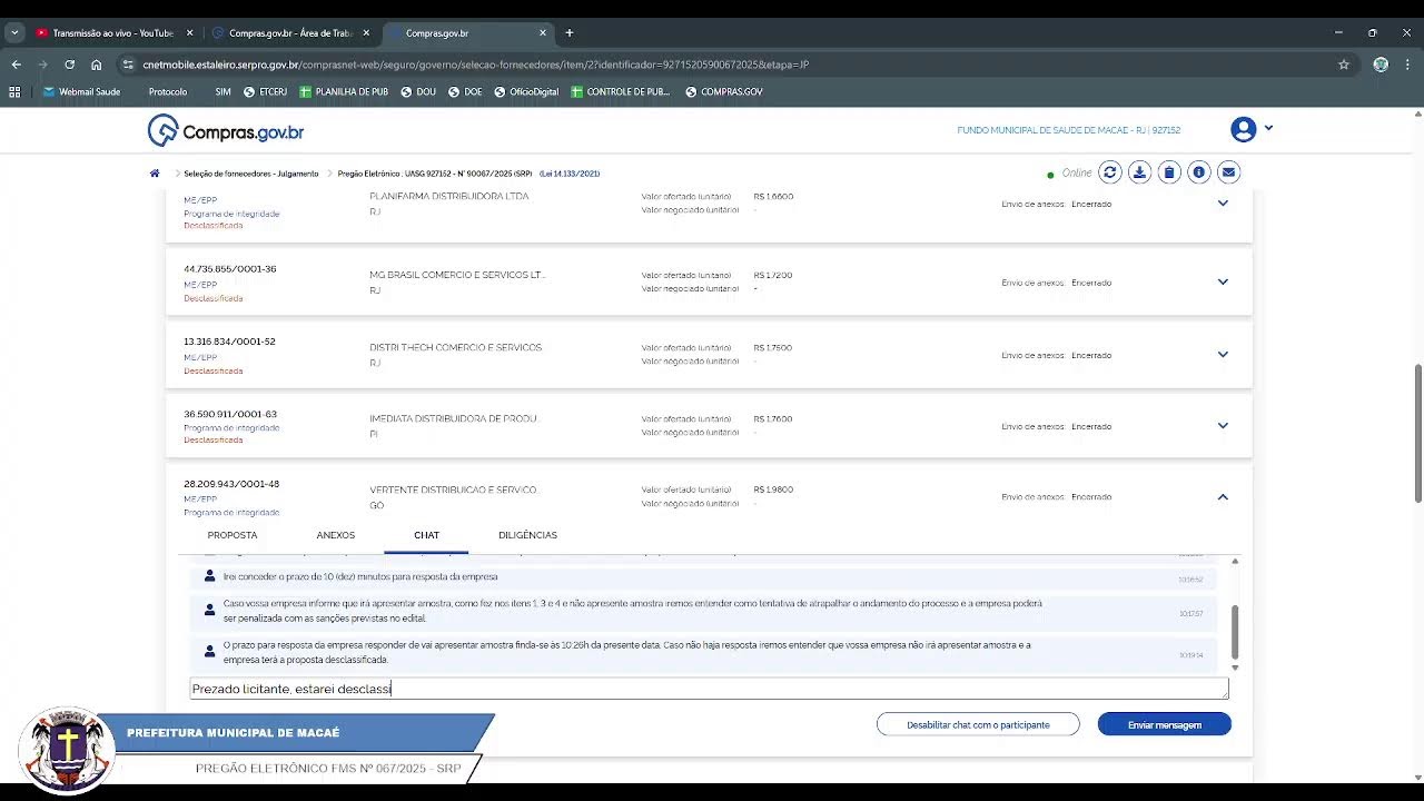 PREGÃO ELETRÔNICO FMS Nº 067/2025 - SRP - PARTE XIV