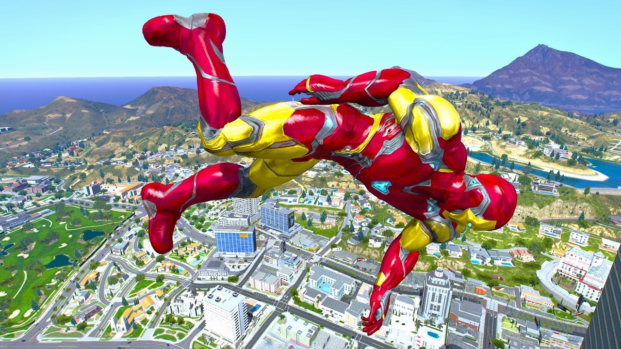 IRON MAN CRAZY JUMPS/FALLS #10 (GTA 5 Ironman Fails)