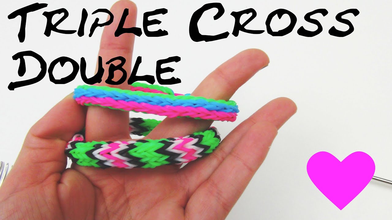 Loom Bandz Triple Cross Double Anleitung deutsch Tutorial | How To make rainbow loom triple bracelet