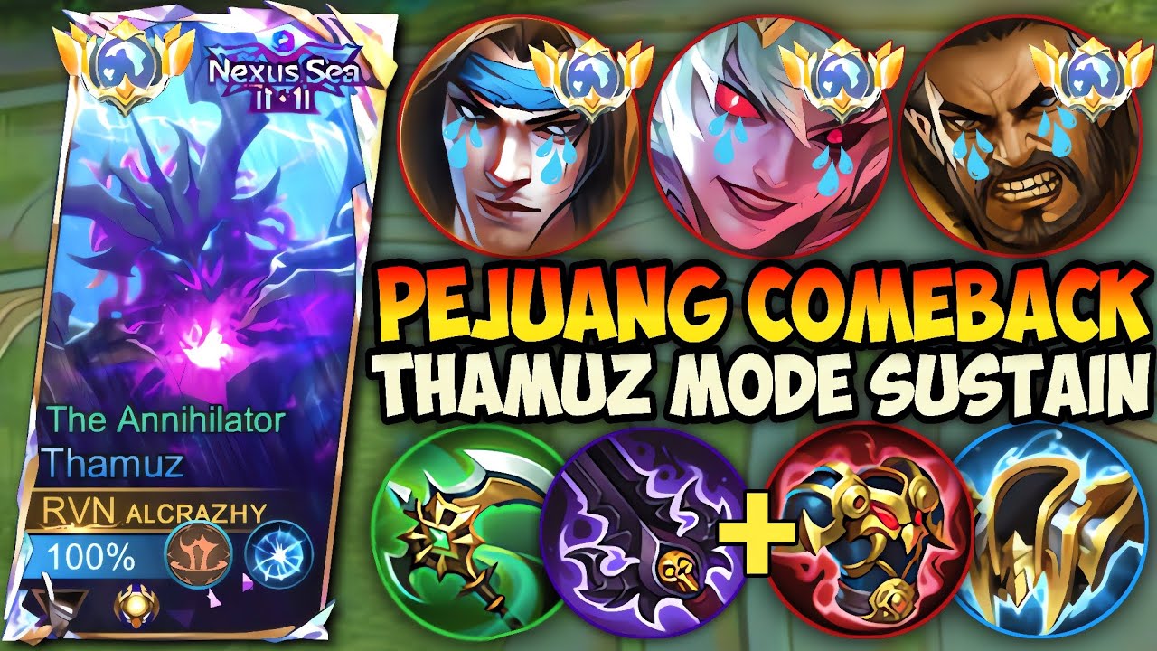 BERJUANG COMEBACK THAMUZ MODE SUSTAIN LAWAN DYRROTH‼️GAMEPLAY TOP GLOBAL THAMUZ - MLBB