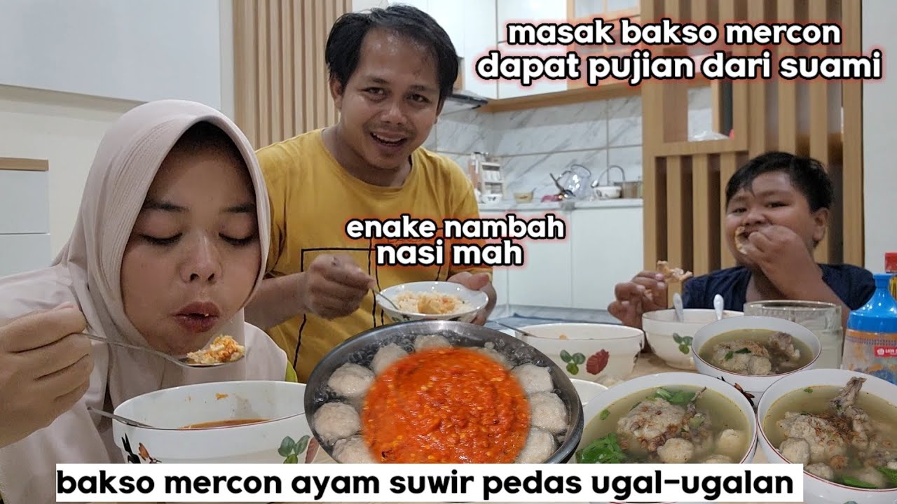 Dipuji suami !! Bikin bakso mercon ayam suwir super pedas