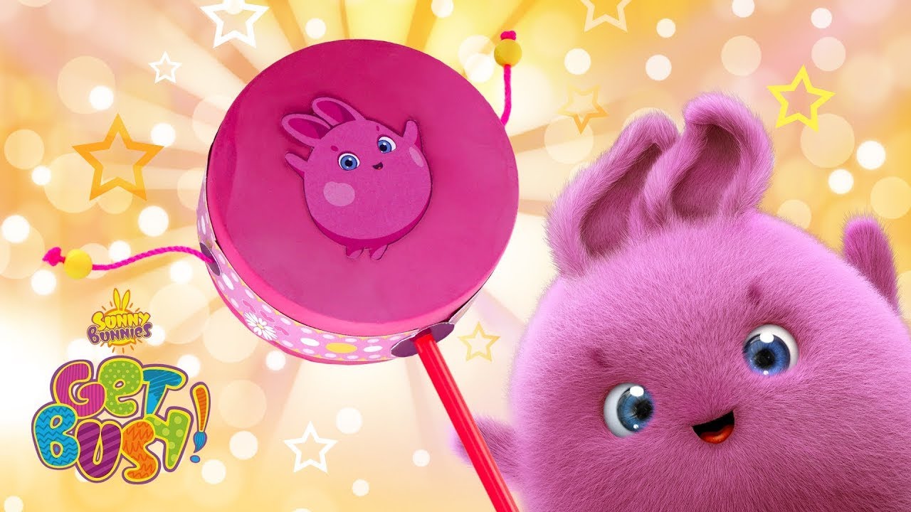 How to Make a Handheld Drum | Sunny Bunnies - GET BUSY | Cartoons for Kids | WildBrain Learn at Home
