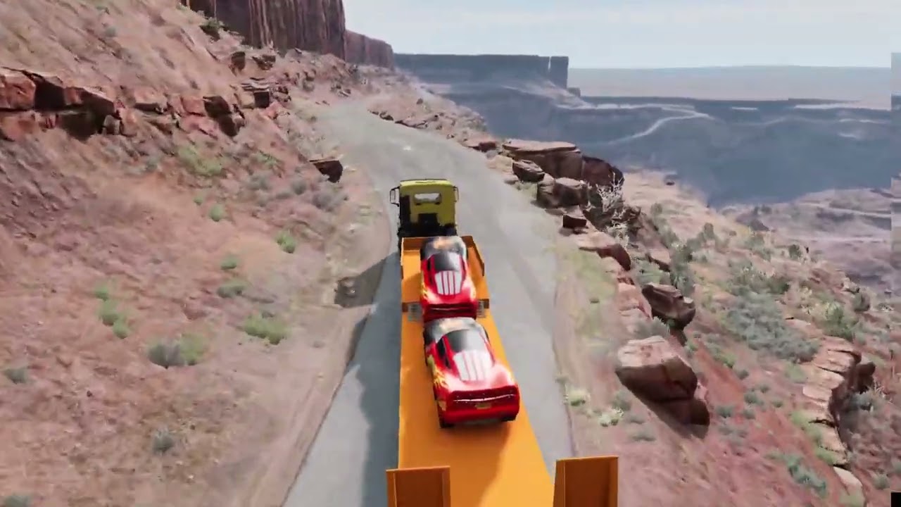 Man tgs with trailer for Mcqueen cars fun visit #beamngdrive