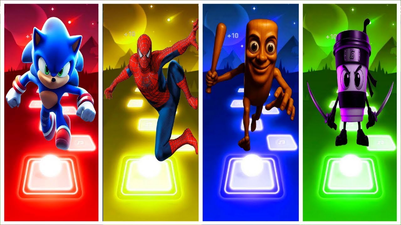 Sonic 🆚 Spiderman 🆚 Tung Tung Tung Sahur  🆚 Capuccino assasino  🎶 TilesHop EDM Rush