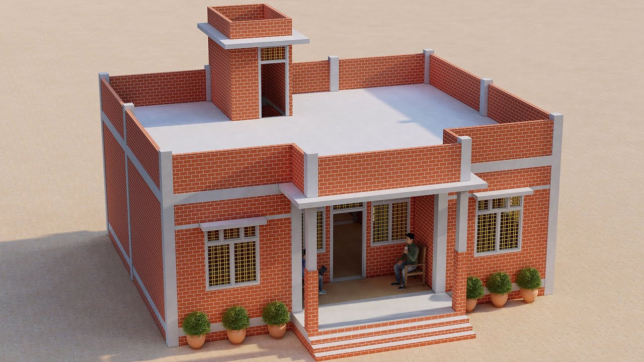 4 Bedroom Village House Design ,गांव में बनाये चार कमरे का सबसे सुन्दर घर का नक्शा