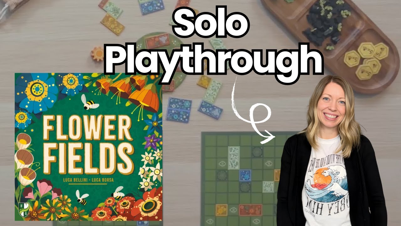 Flower Fields Solo Playthrough | Relaxing Tile Placement Board Game