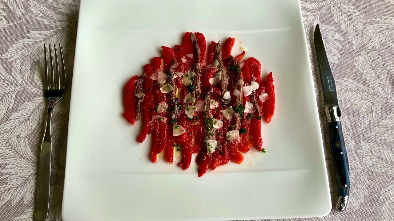 Roasted Bell Peppers with Anchovies - French recipe