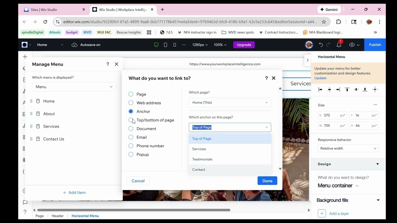 Managing Navigation and Hiding Pages in Wix Studio