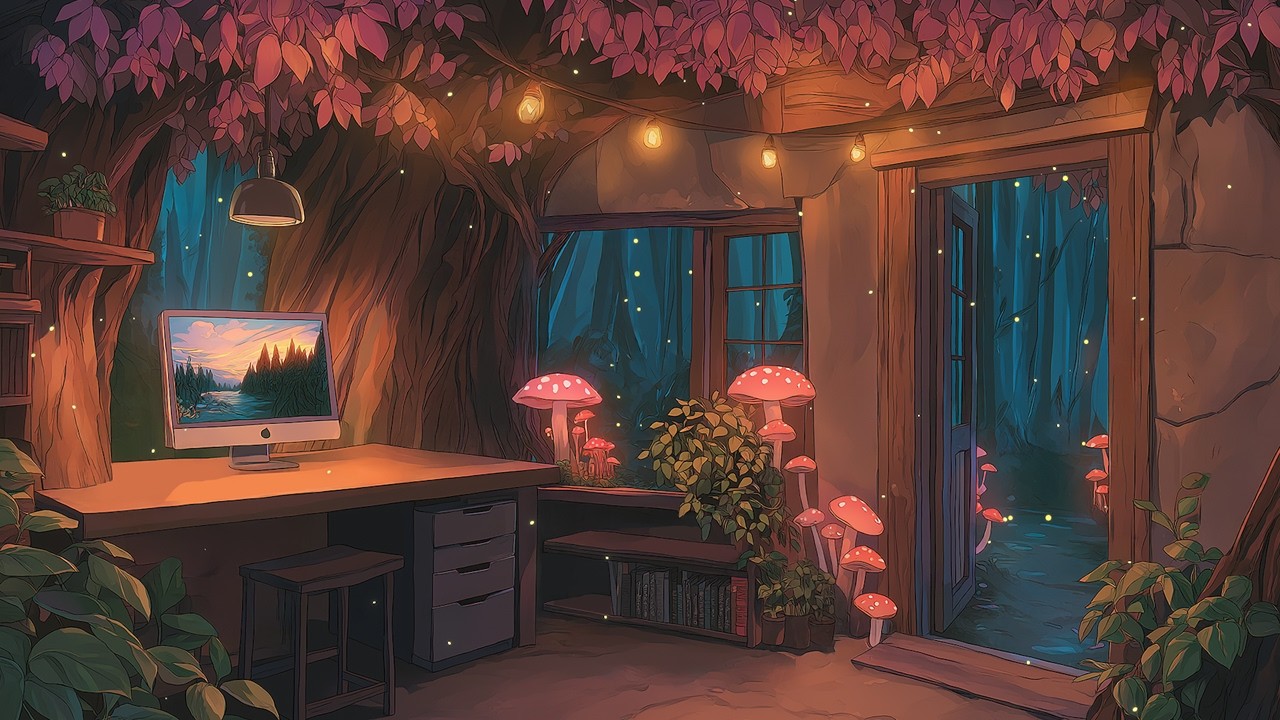 Cozy Nook in a Magical Fairy Forest Ambience 🍄 Smooth Jazz Music for Work & Study