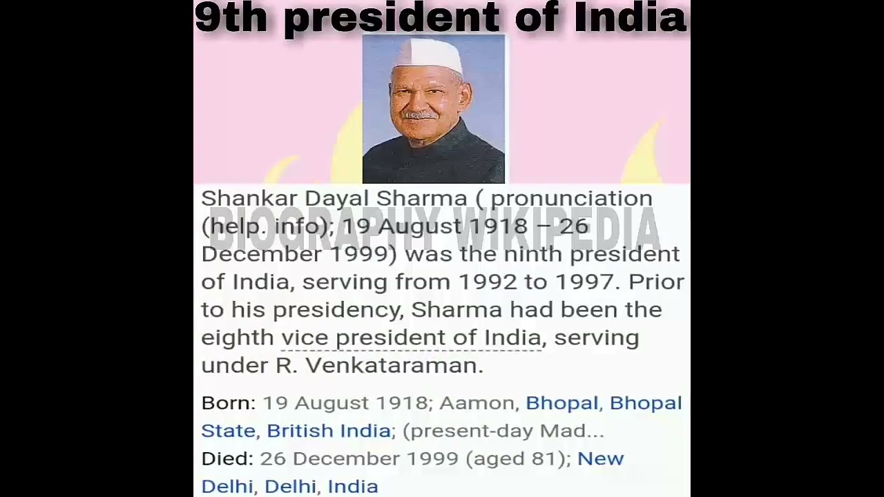 9th president of India  Shankar Dayal Sharma