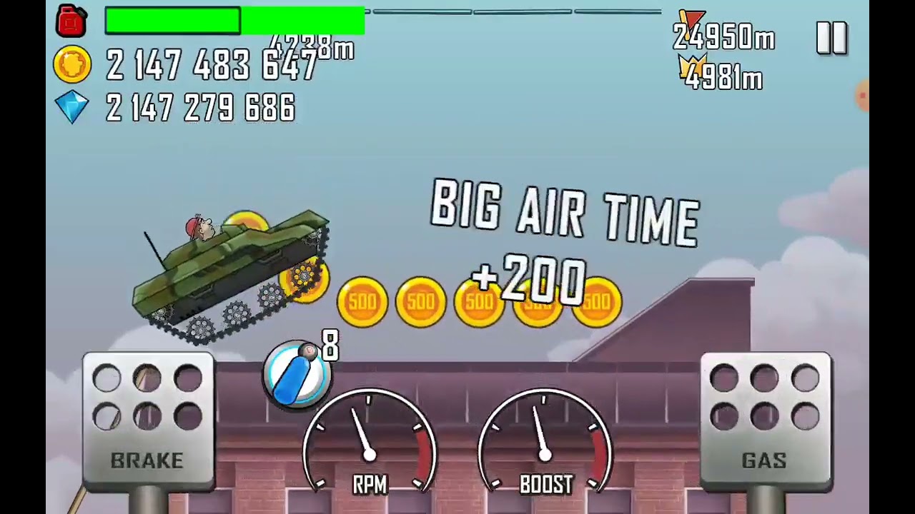Hill Climb Racing : Tank & Rooftops 5342 m ( New World Record! )