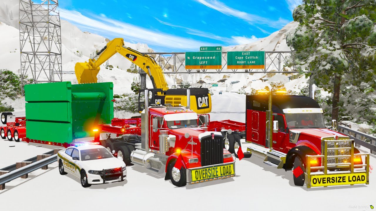 Перевозка негабаритного груза в сильнейшую метель в GTA 5 RP!