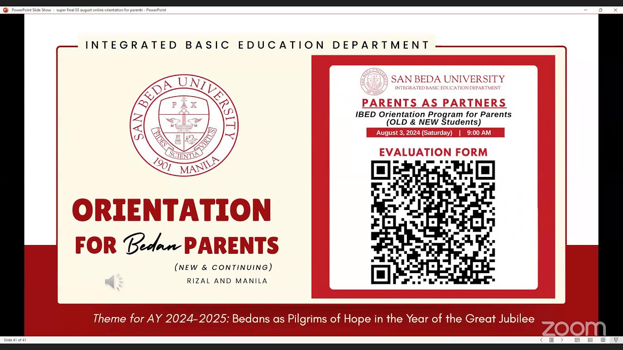 IBED Orientation Program for Parents : Parents as partners