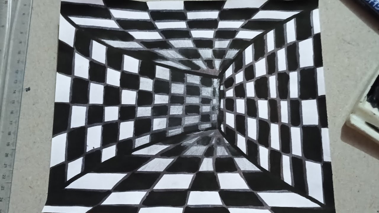 How To Draw 3D Tunnel ||Step By Step 3D Optical illusion