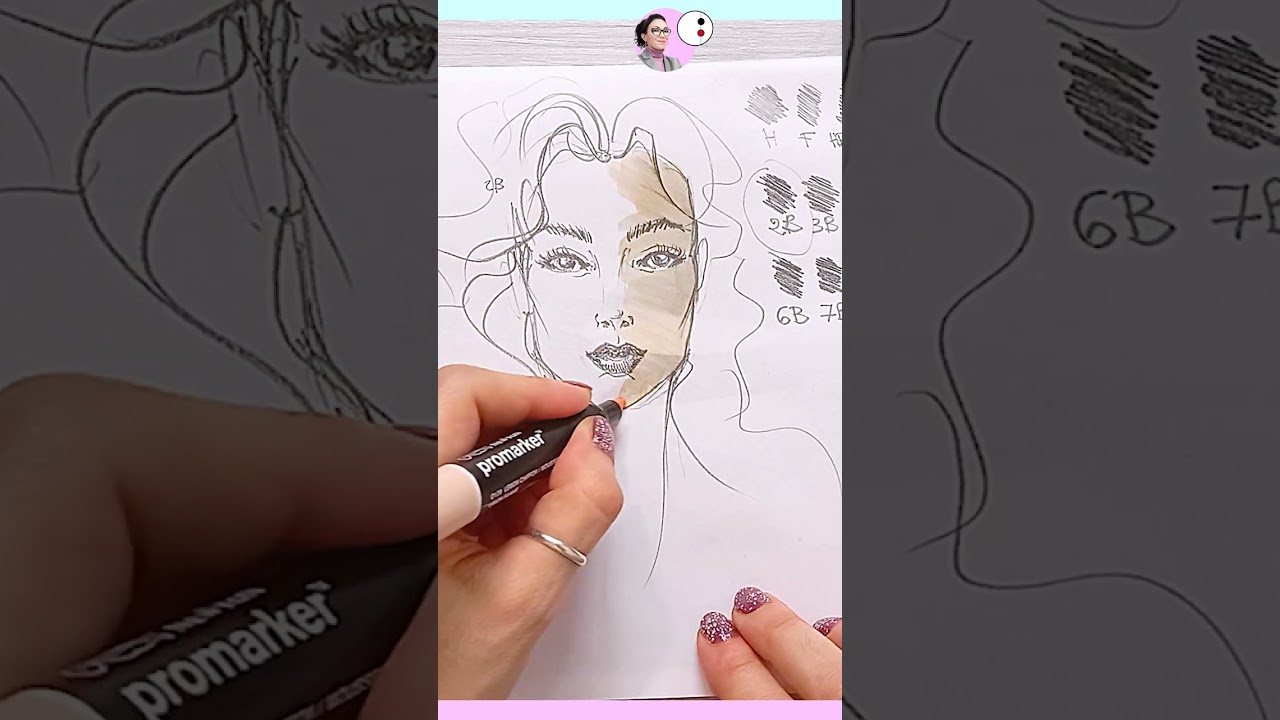 Fashion Illustration VOLTO come colorare con Pantoni figurino moda Patoo74 | Drawing Timelapse