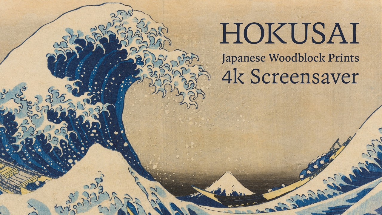 4K Hokusai Japanese Woodblock Prints Screensaver | 3 Hours Fine Art Slideshow | No Ads & No Sound