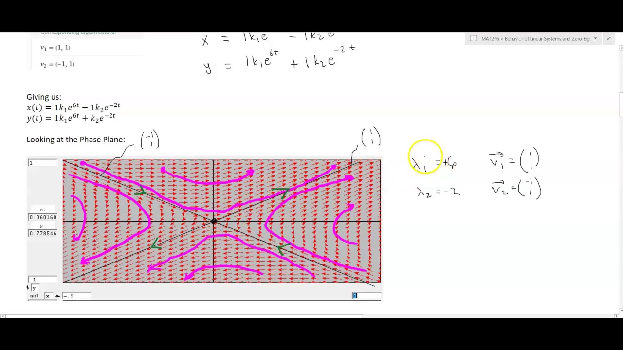 Behavior of Linear Systems of ODE's and Zero Eigenvalues