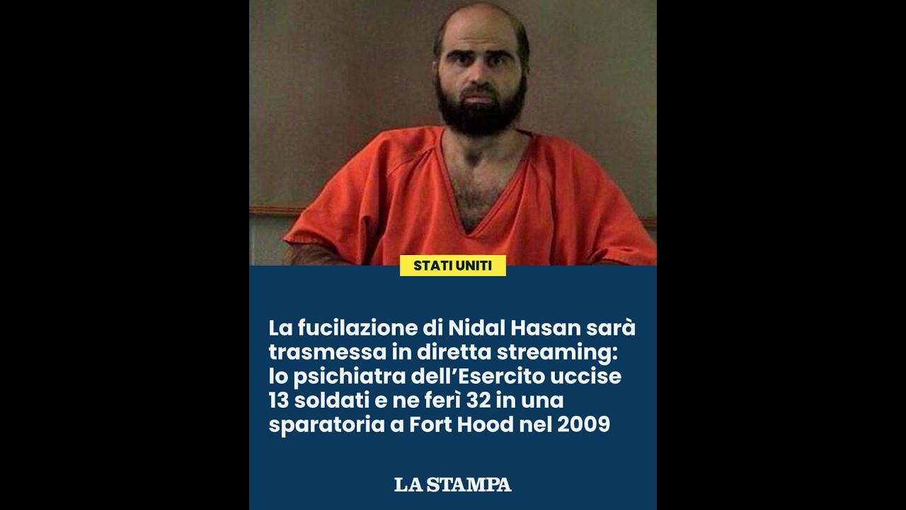 USA, la FUCILAZIONE di NIDAL HASAN sar&agrave; trasmessa in DIRETTA STREAMING