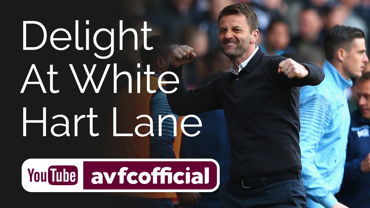 Villa celebrations after beating Spurs at White Hart Lane