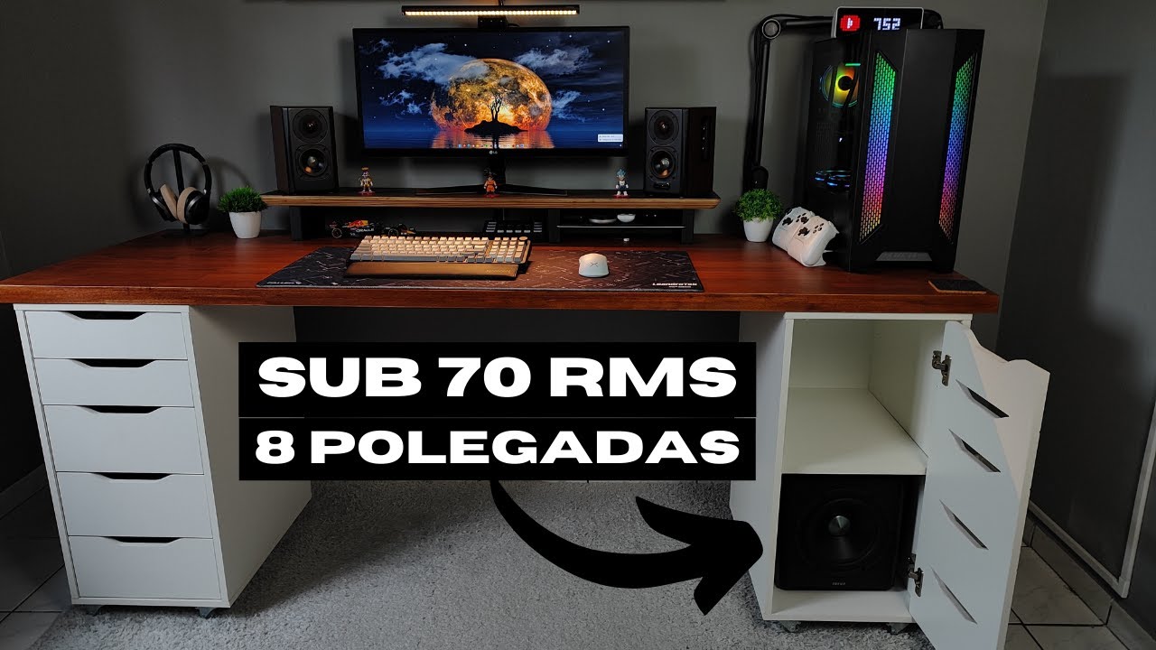 Coloquei o SUB do meu Edifier S350DB dentro da mesa (entenda os motivos)