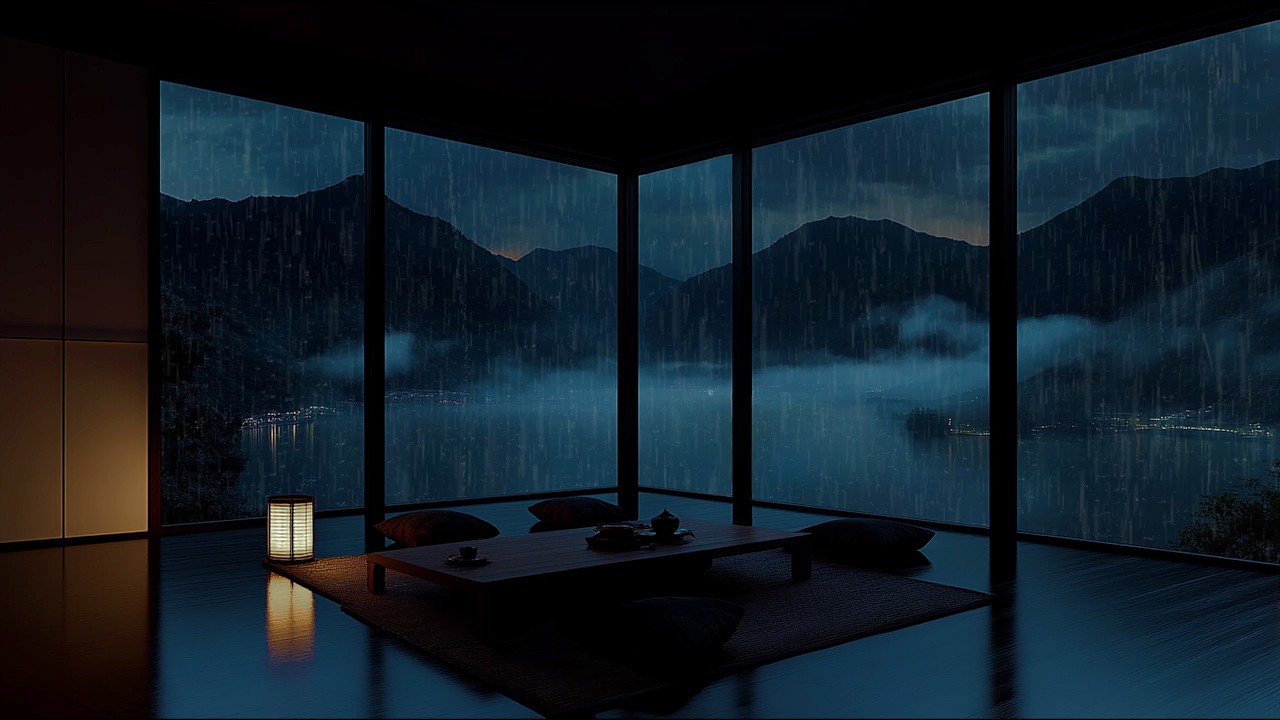 Steady Midnight Rain by the Lake 🌙 | 8 Hours Rain Sounds for Sleep