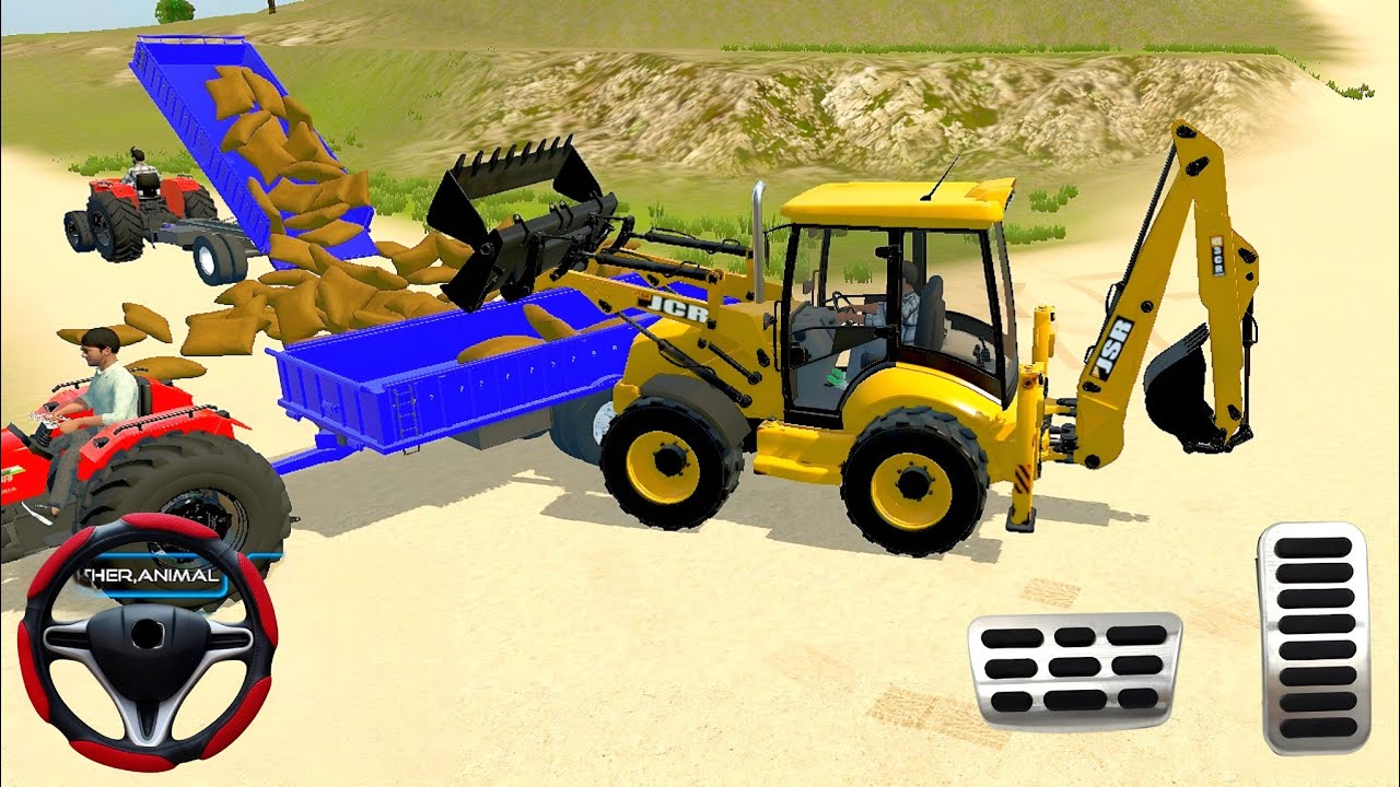 🔴 Drive JCB And Unloading Stone From Tractor In Game 🪨🔥#tractor #jcb #gamingvideos #gameplay #game 