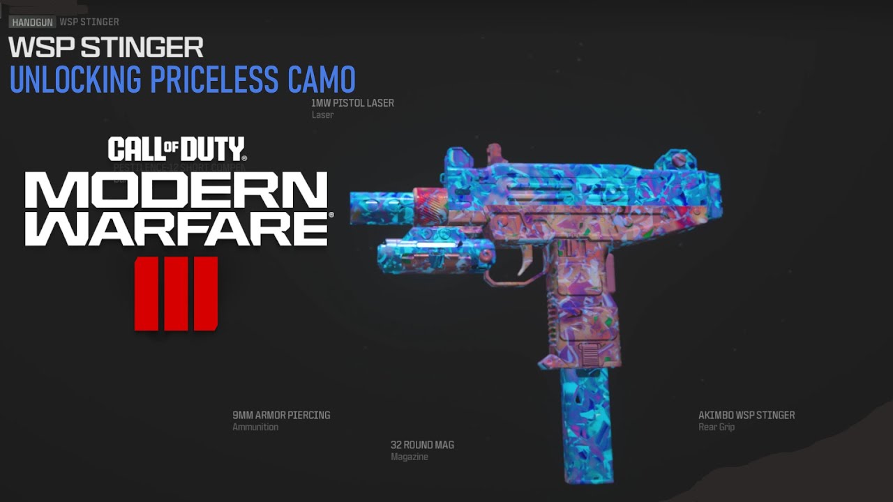 CALL OF DUTY - MODERN WARFARE 3 - UNLOCKING PRICELESS CAMO -WSP STINGER HANDGUN
