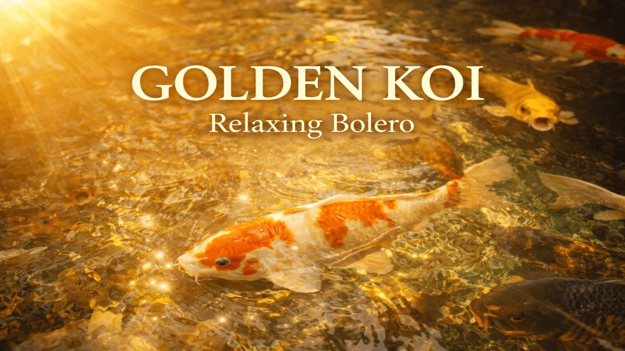 Golden Koi Fish in Sunlit Pond - Relaxing Bolero Instrumental for Stress Relief
