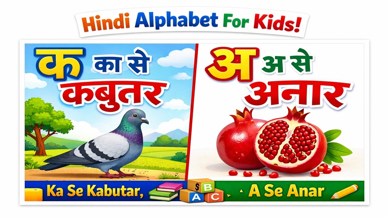 Ka Se Kabutar 🕊️ | A Se Anar 🍎 | Hindi Alphabet Learning for Kids | Kids Educational Video
