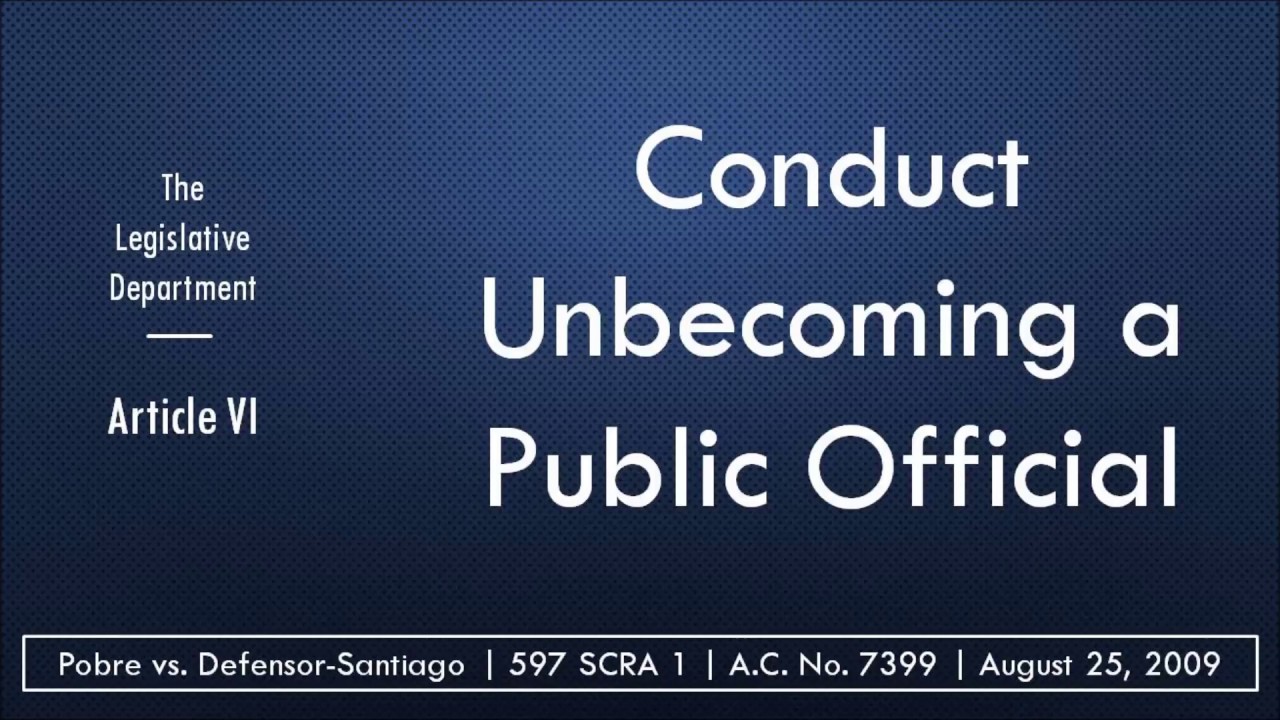 Legislative Department | Conduct Unbecoming a Public Official