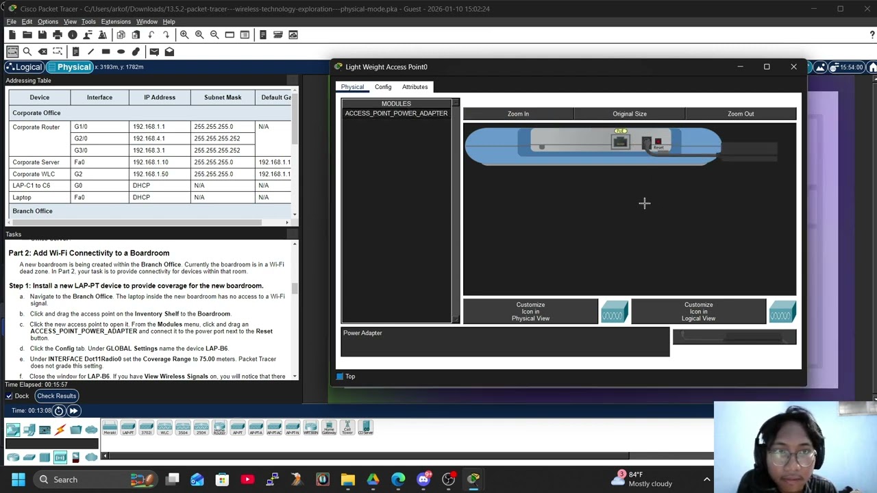 13.5.2 Packet Tracer – Wireless Technology Exploration