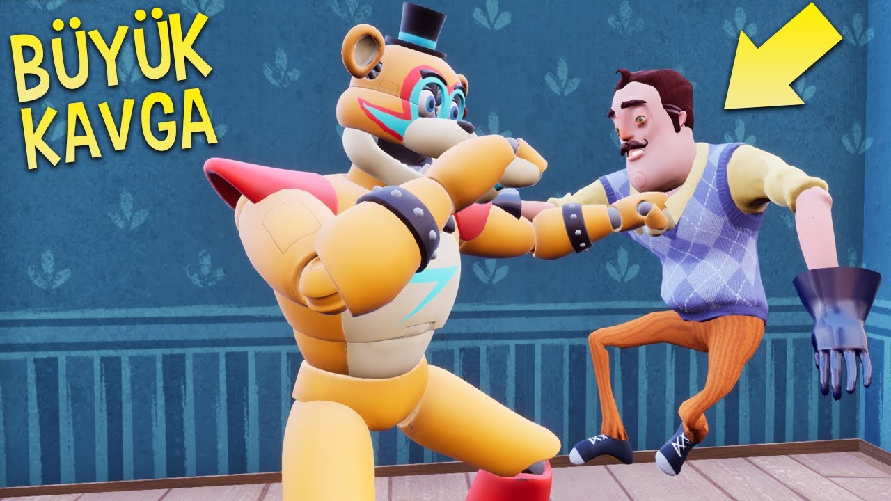 Büyük Kavga Freddy Bıyıklıya Saldırdı, Hello Neighbor Mod Freddy Huggy Wuggy