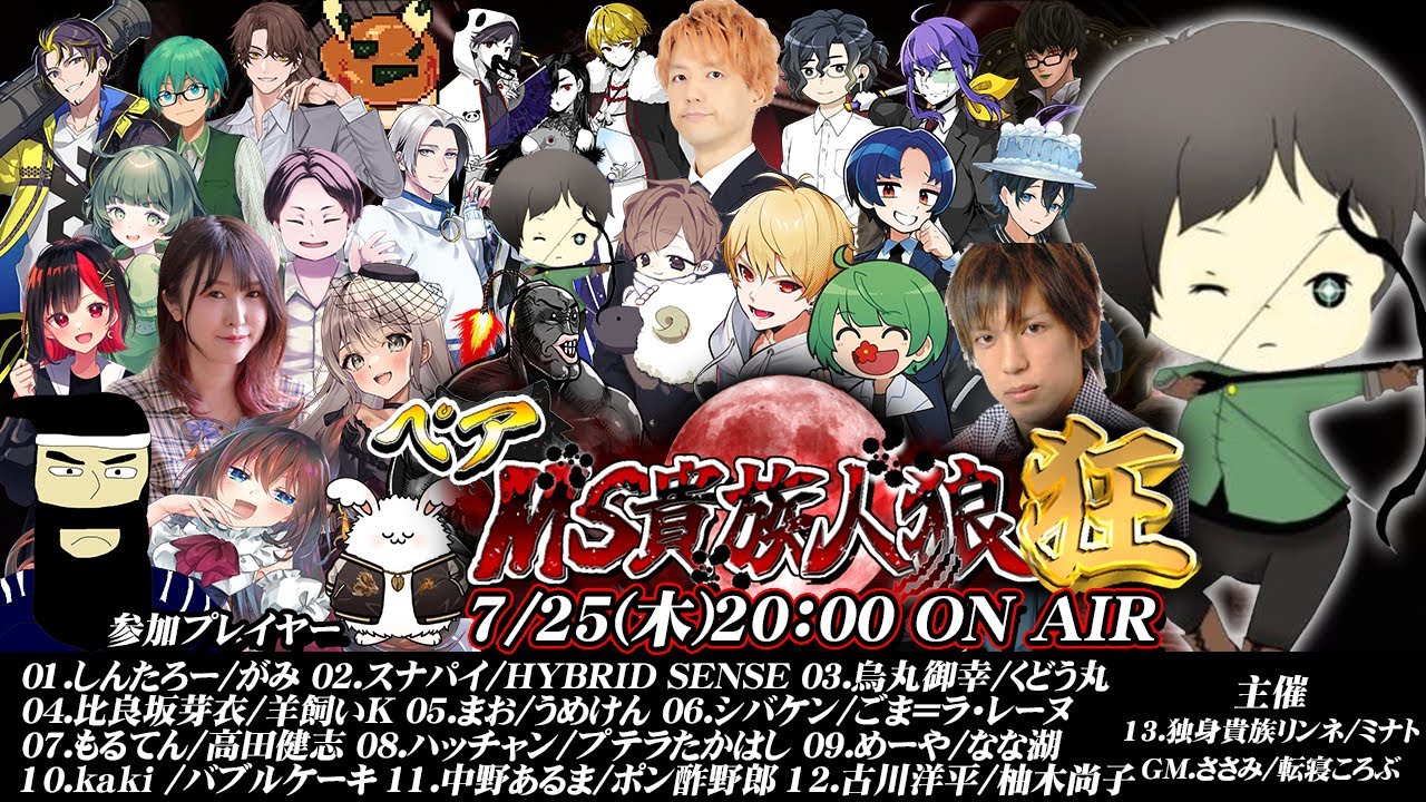【しんたろー視点】ペアMS貴族人狼狂【zoom人狼】