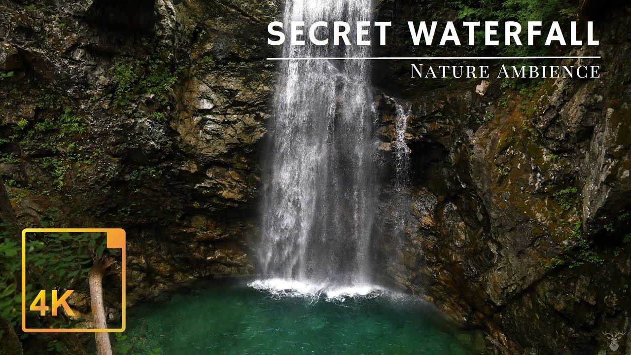 Mountain Waterfall in 4K - Real Nature Ambience