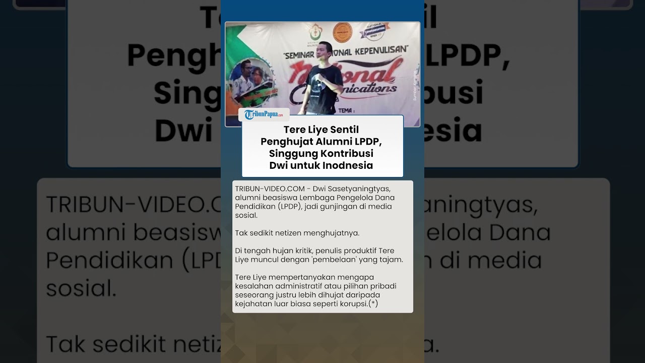TERE LIYE SENTIL PENGHUJAT ALUMNI LPDP, Singgung Kontribusi Dwi Sasetyaningtyas untuk Indonesia