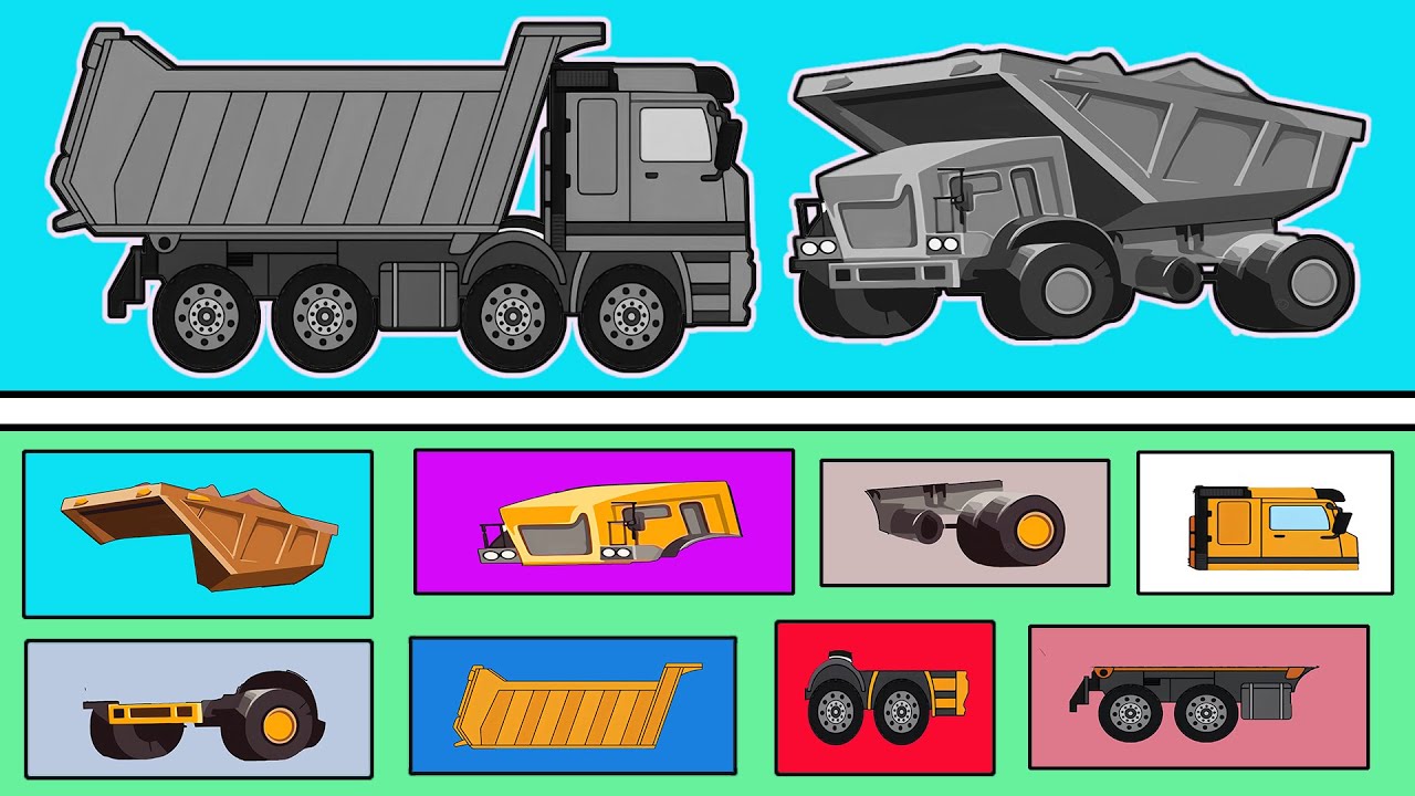 Dump Truck Puzzle Challenge 🚛✨ Match The Right Parts To Build The Trucks! | Fun Animation