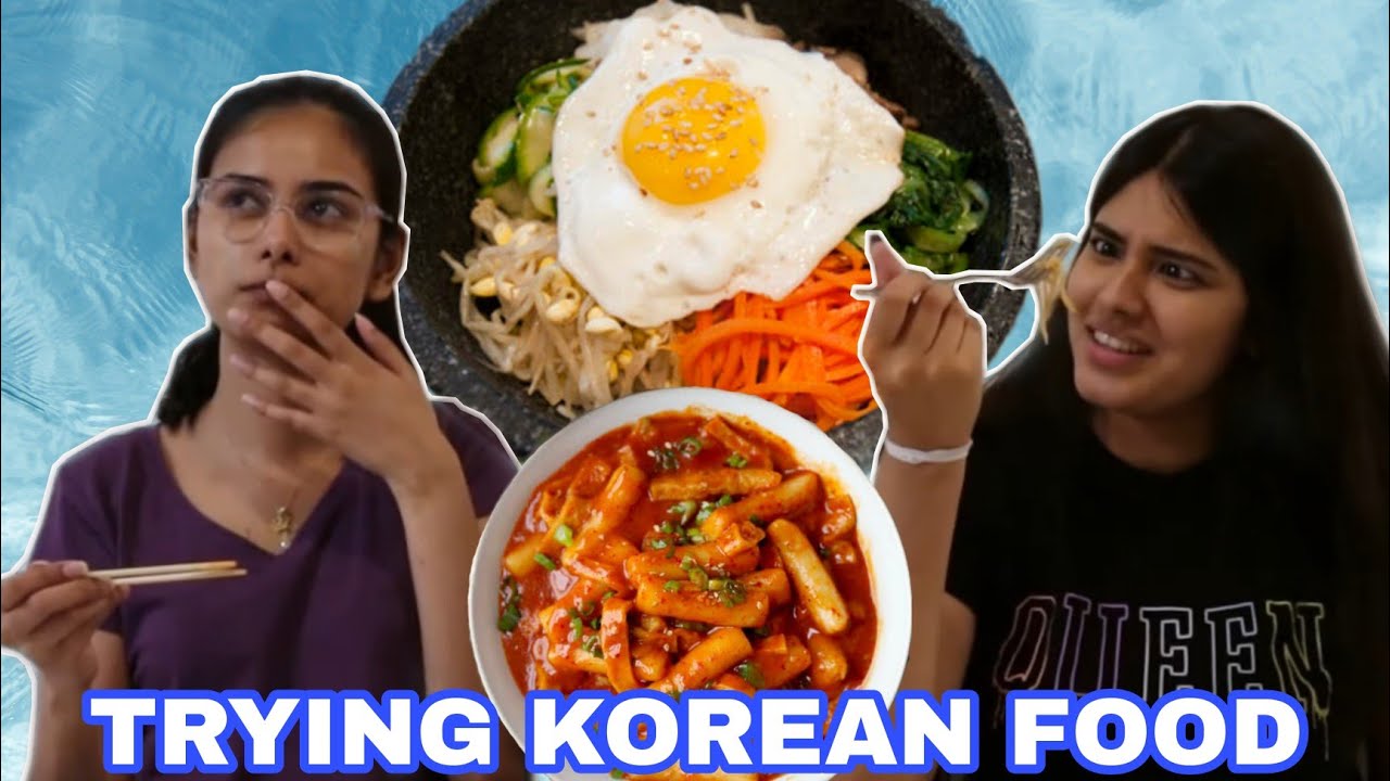 FIRST TIME TRYING KOREAN FOOD!!! | Bulgogi, Kimchi, Tteokbokki, Bibimbap | Dilmi & Venita