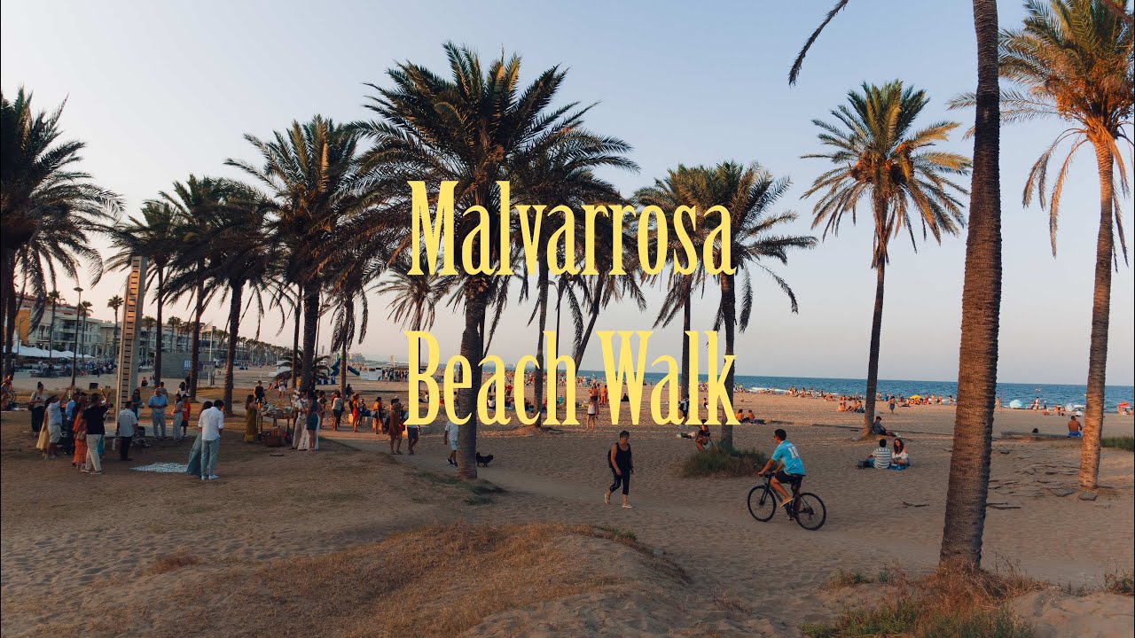 Malvarrosa Beach 4K Walking Tour | Valencia’s Most Beautiful Seafront