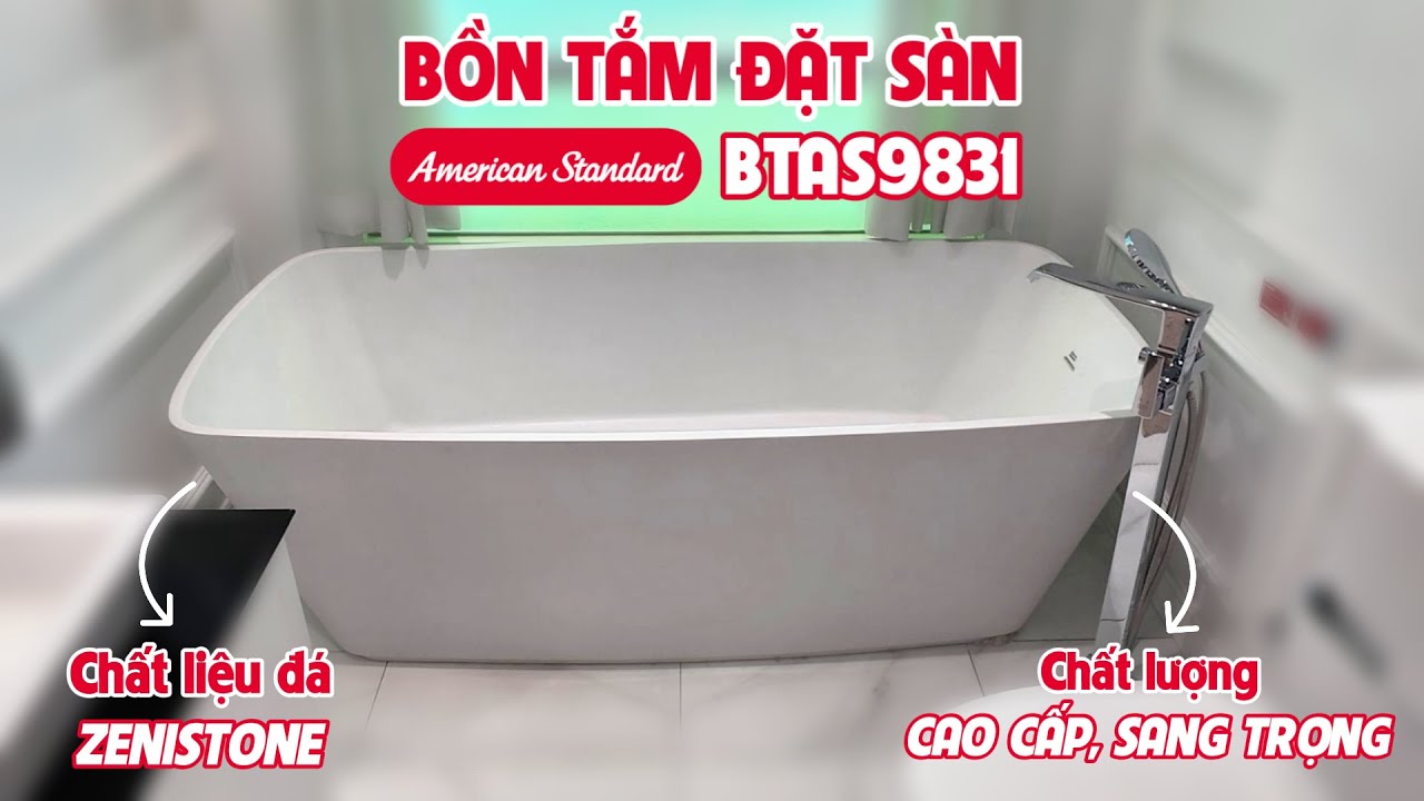 Bồn tắm đặt sàn đá Zenistone 1.8m American Standard BTAS9831 siêu sang trọng lịch thiệp