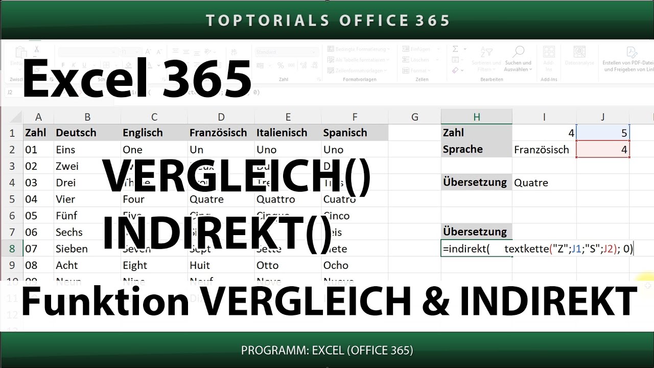 Funktion VERGLEICH und INDIREKT | Auswahllisten | Excel 365 Tutorial