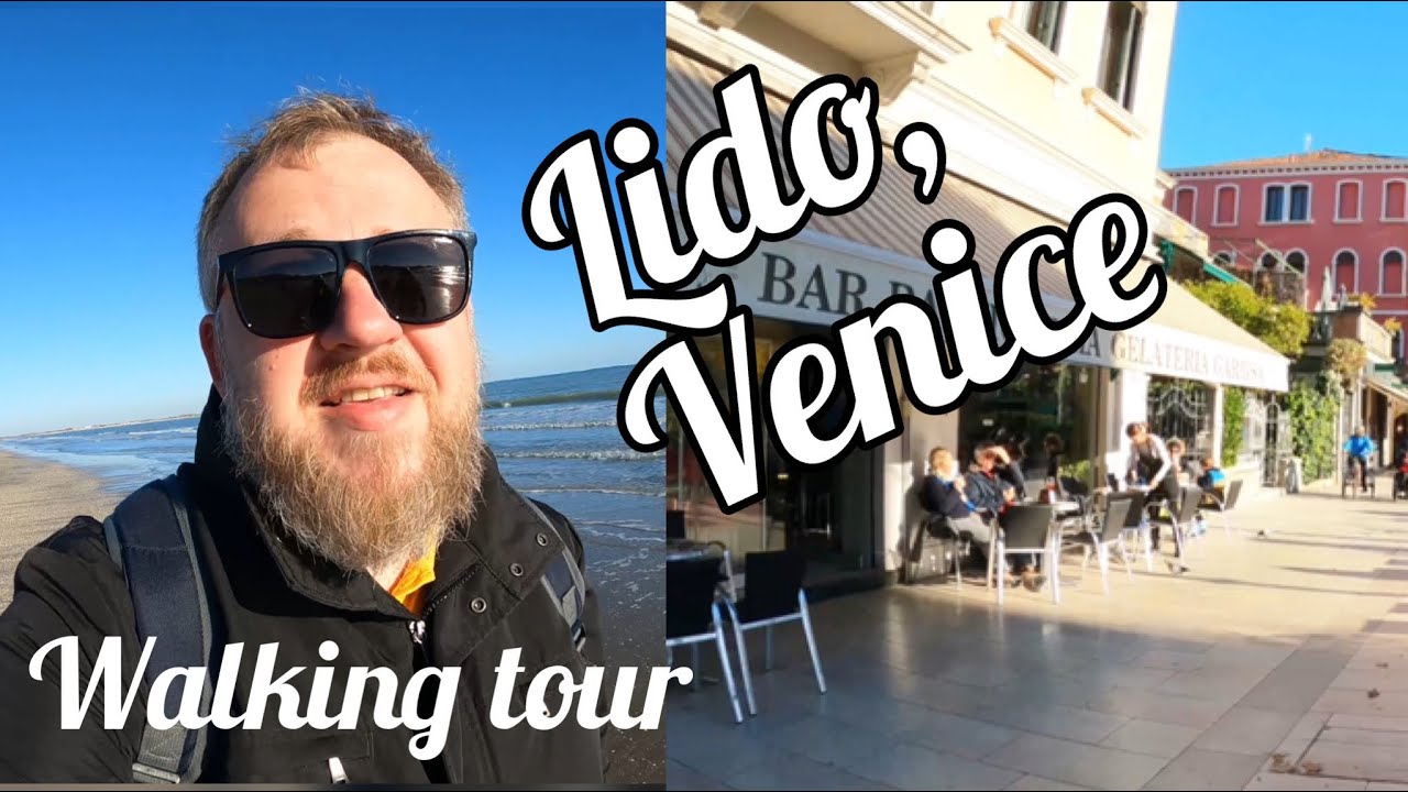 Island of Lido, Venice Walking Tour Italy. 4K Video