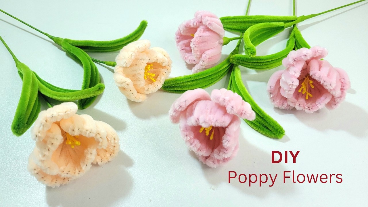 How to Make Pipe Cleaner Poppy Flowers | DIY Chenille Wire Flowers by Handmade.