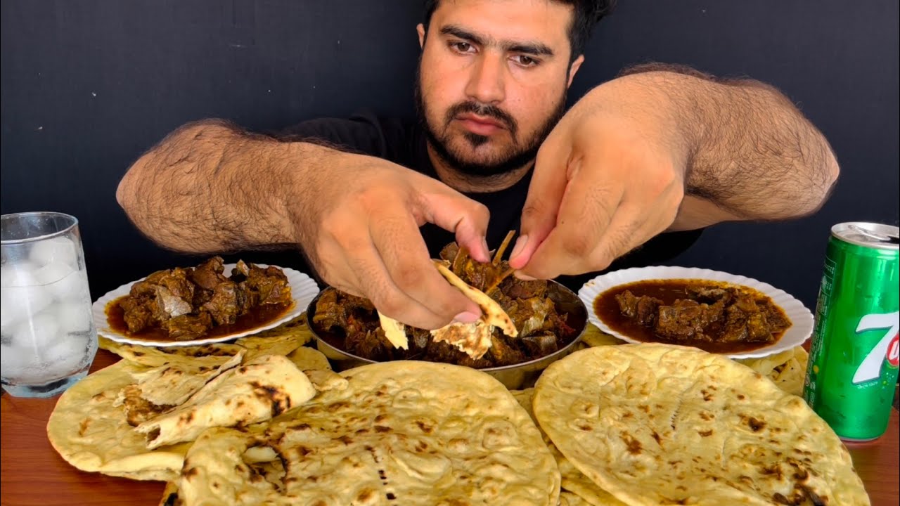 ASMR EATING SPICY MUTTON CURRY+TANDOORI NAAN|| REAL MUKBANG(NO TALKING)