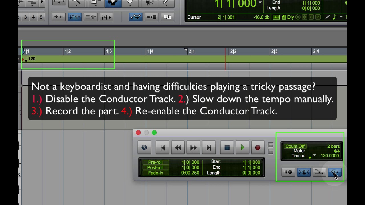 Pro Tools: Managing Click, Countoff, and Tempo Options