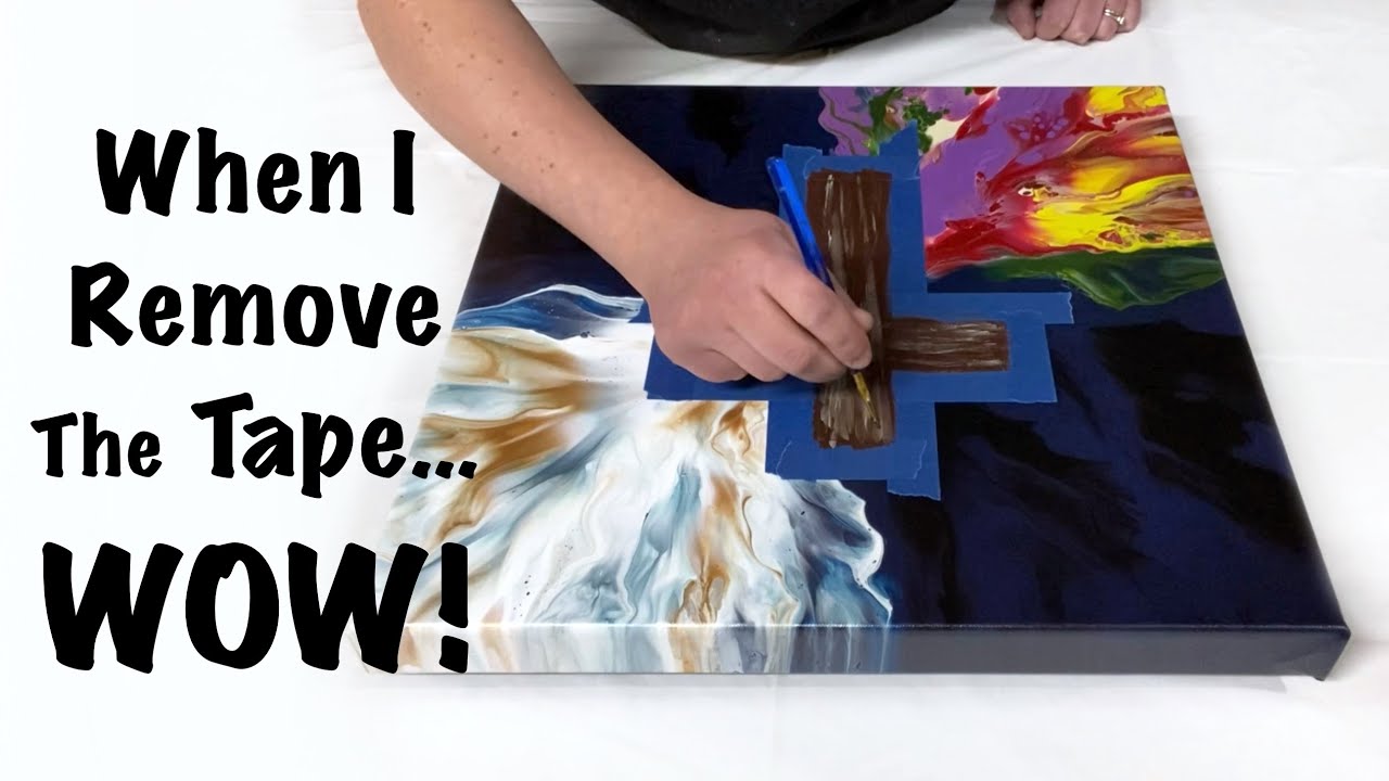 INCREDIBLE Easter Cross Acrylic Pour! Heavenly Dutch Pour With Embellishment