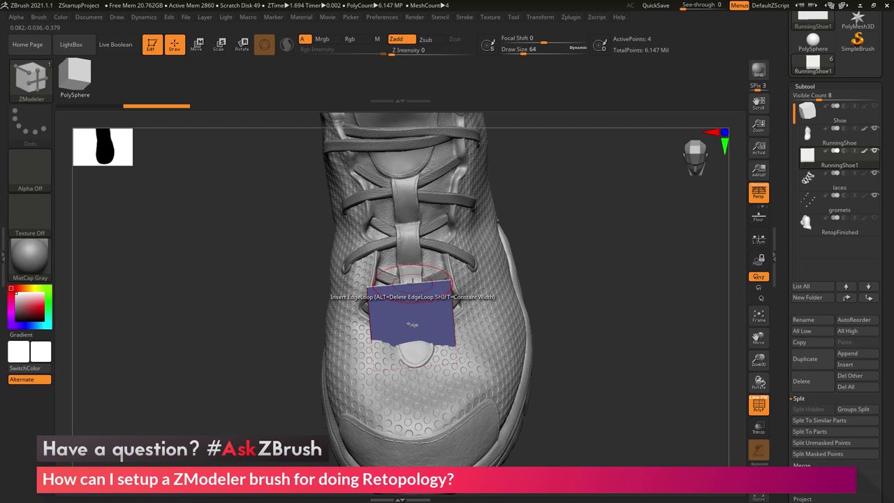 ZBrush 2021: Ретопология с помощью zmodeler