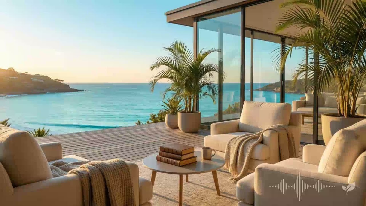 Luxury Oceanfront Deck with Gentle Jazz for Focus | Relaxing Jazz & Ocean Breeze for Study, Work