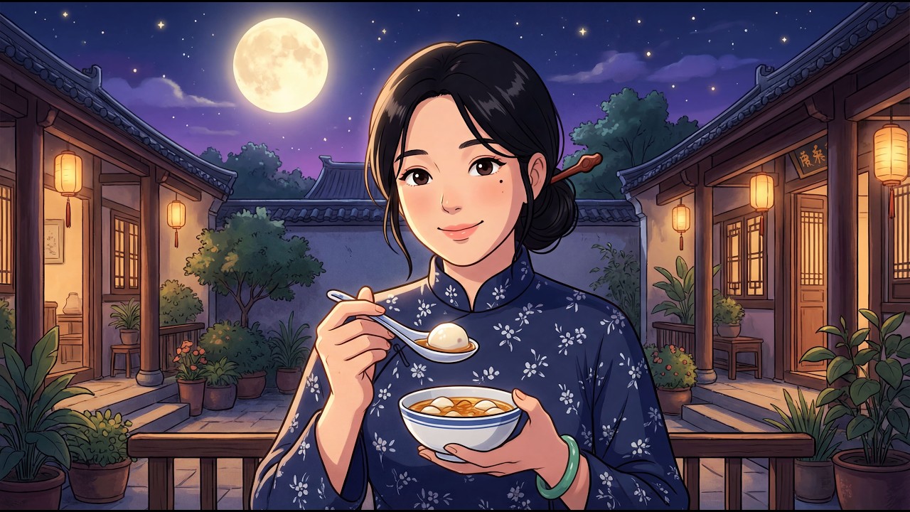 Sweet rice balls under the full moon - Vietnamese lantern festival - Ghibli style cooking asmr