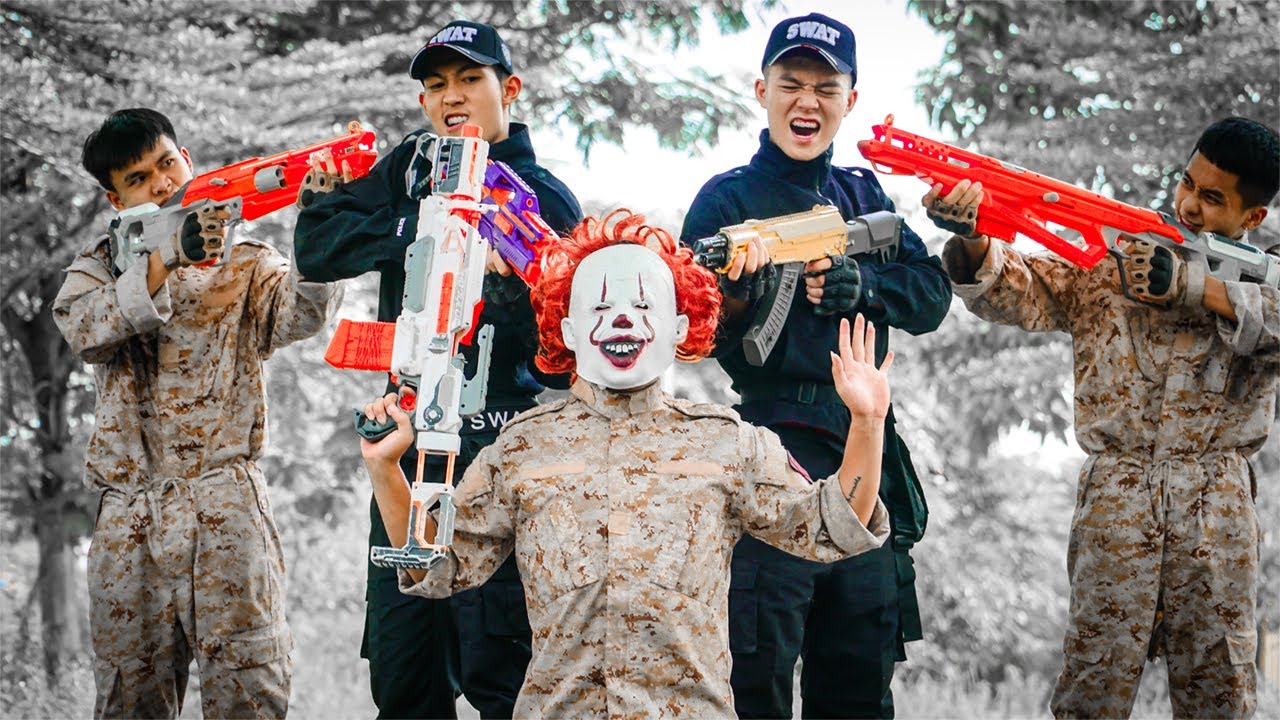 Hihahe Nerf War : Couple Seal x  SWAT Revenge Bad Guys Mask Nerf