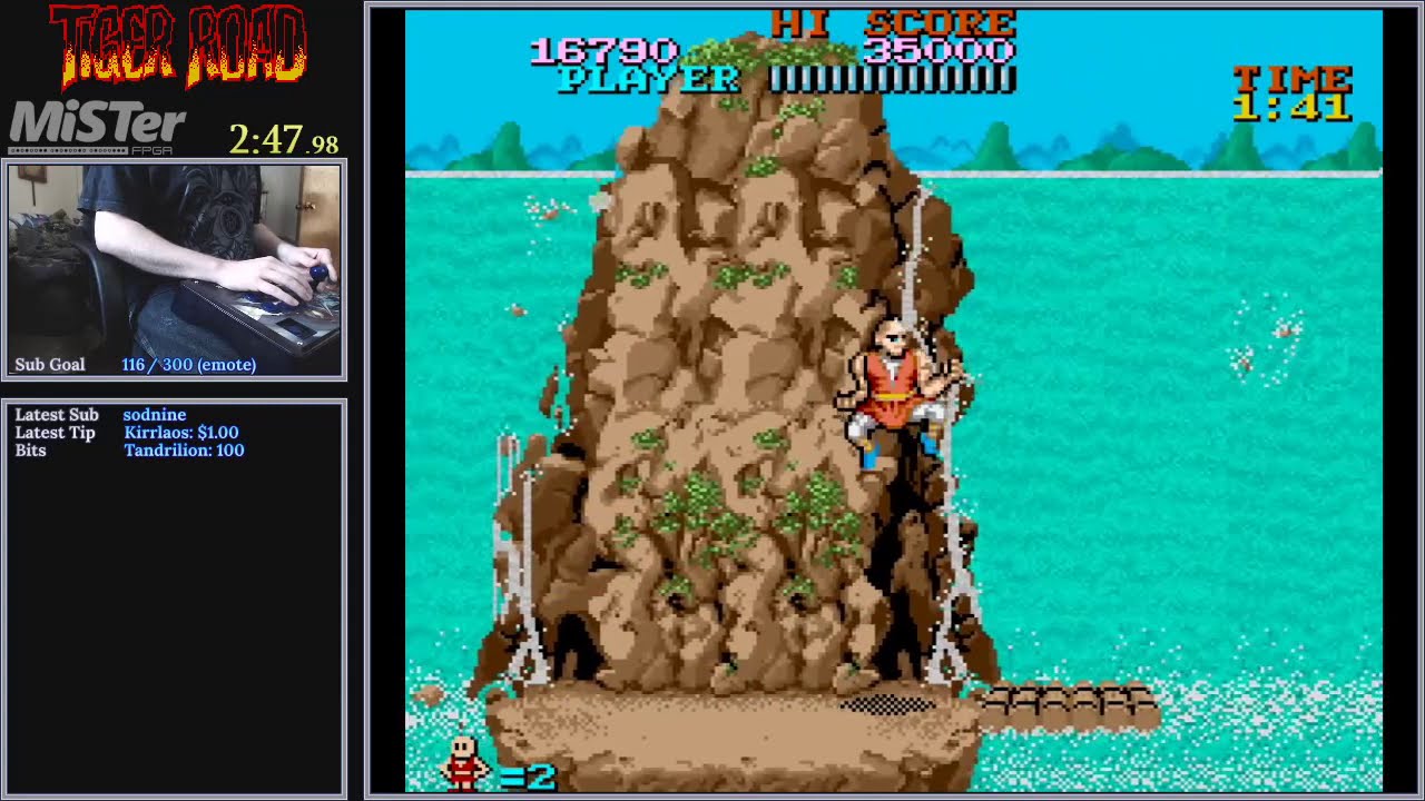Tiger Road (Arcade / US Rev.) Any% speedrun in 14:07 [MiSTer FPGA]